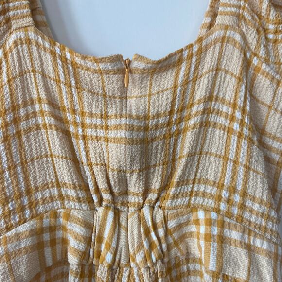Capulet Flynn Romper Women's Size Medium Yellow & White Tie Front Plaid Romper - Picture 9 of 11